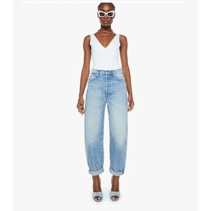 MOTHER The Fangirl Button Skimp Cuff Jeans Blinded By The Light Blue 26